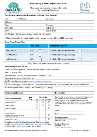 Charity Event Registration Form Template