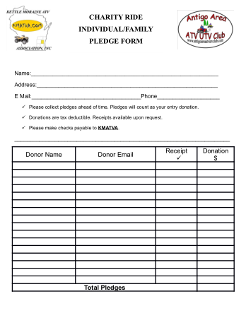 Charity Family Pledge Form in Pdf Template