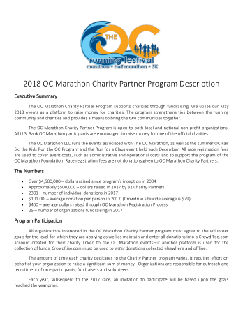 Charity Marathon Program Template