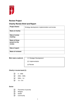 Charity Review Project Strategic Plan Template
