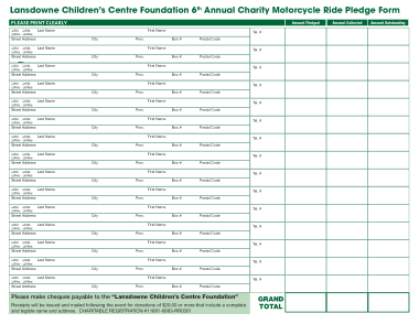 Childrens Charity Pledge Form Template