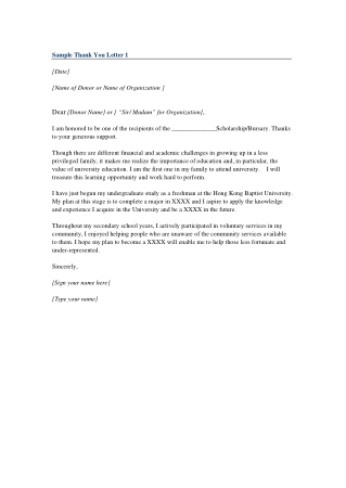Donation Generous Support Thank You Letter Pdf Template