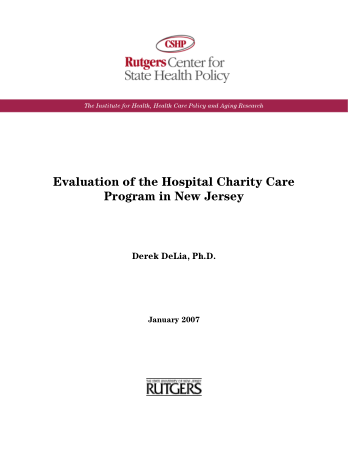 Evaluation of the Hospital Charity Care Program Template
