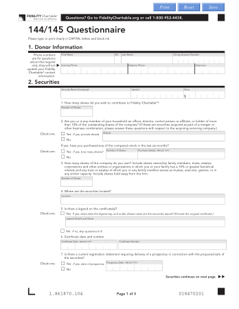 Fidelity Charity Questionnaire Template