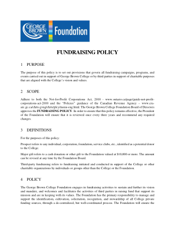 Free Download PDF Books, Formal Charity Fundraising Policy Template