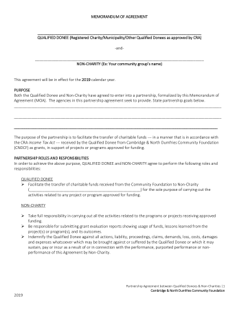 General Charity Partnership Agreement Template