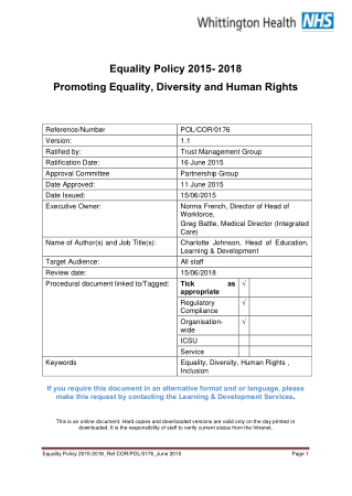 Promoting Equality Diversity and Human Rights Template