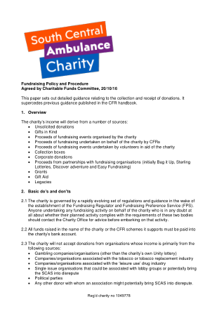 Sample Charity Fundraising Policy Template