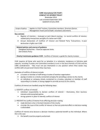 Simple Charity Conflict of Interest Policy Template