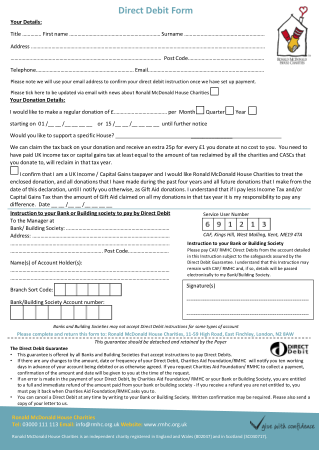 Simple Charity Direct Debit Form Template