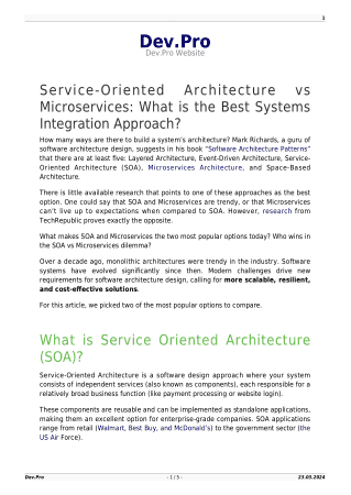 Free Download PDF Books, Service Oriented Architecture Vs Microservices