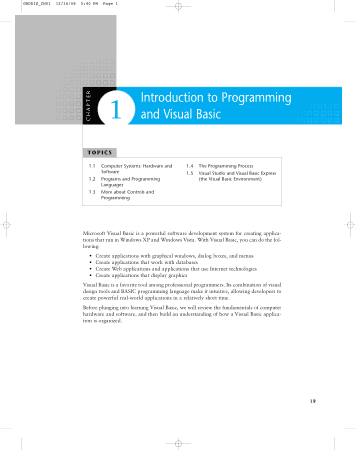 Free Download PDF Books, Introduction To Programming And Visual Basic