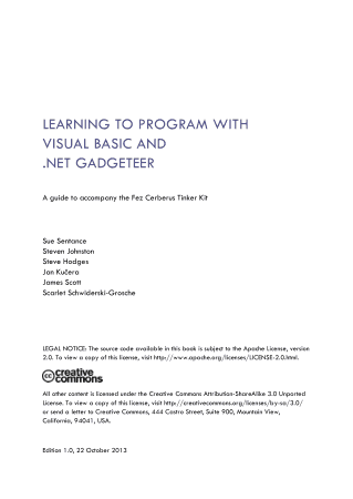 Free Download PDF Books, Learningto Program With Visual Basic And Gadgeteer