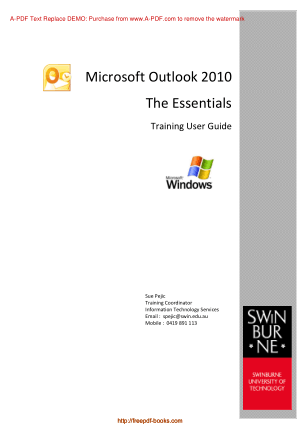 Free Download PDF Books, Microsoft Outlook 2010 The Essentials Training User Guide