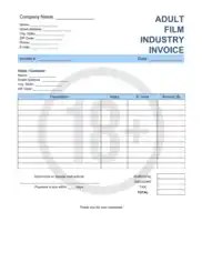 Adult Film Industry Invoice Template Word | Excel | PDF