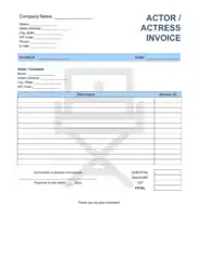 Free Download PDF Books, Actor Actress Invoice Template Word | Excel | PDF