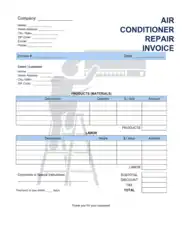 Free Download PDF Books, Air Conditioner Repair Service Invoice Template Word | Excel | PDF