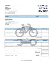 Bicycle Repair Invoice Template Word | Excel | PDF