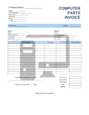 Free Download PDF Books, Computer Parts Invoice Template Word | Excel | PDF
