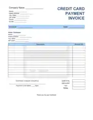 Credit Card Payment Invoice Template Word | Excel | PDF