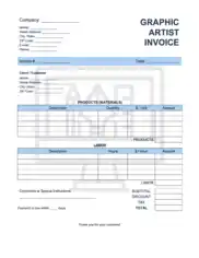 Graphic Artist Invoice Template Word | Excel | PDF