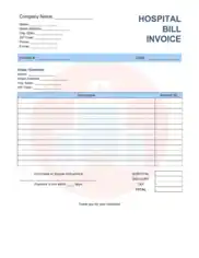 Hospital Bill Invoice Template Word | Excel | PDF