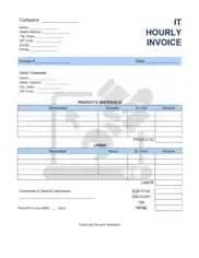 IT Hourly Invoice Template Word | Excel | PDF