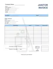 Janitor Invoice Template Word | Excel | PDF