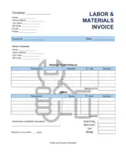 Labor and Materials Invoice Template Word | Excel | PDF
