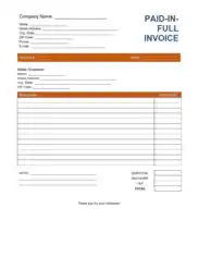Free Download PDF Books, Paid in Full Invoice Template Word | Excel | PDF