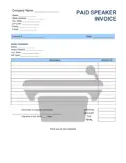 Paid Speaker Invoice Template Word | Excel | PDF