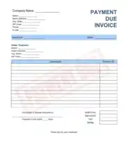 Payment Due Invoice Template Word | Excel | PDF