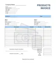 Products Invoice Template with Shipping Word | Excel | PDF