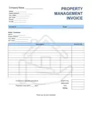 Property Management Invoice Template Word | Excel | PDF