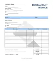 Restaurant Invoice Template Word | Excel | PDF