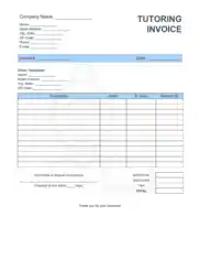 Tutoring Invoice Template Word | Excel | PDF
