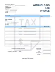 Withholding Tax Invoice Template Word | Excel | PDF