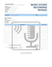 Music Recording Studio Invoice Template Word | Excel | PDF
