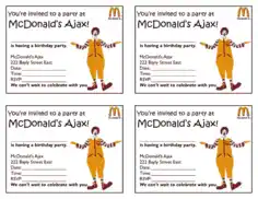 MacDonalds Birthday Party Invitation Template Word | PDF