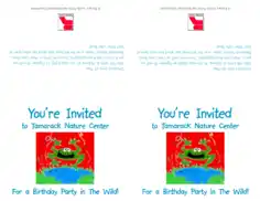 Tamarack Nature Center Birthday Party Invitation Template Word | PDF