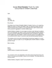 Donation Thank You Letter Template PDF | Word