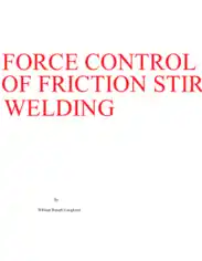 Force Control Of Friction Stir Welding