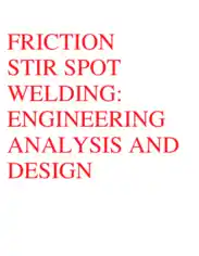 Friction Stir Spot Welding Engineering Analysis And Design
