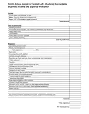 Business Income and Expenses Worksheet