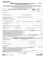 Adult General Passport Application Form Template