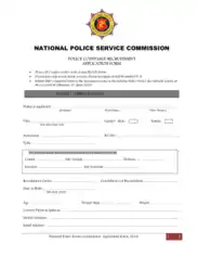 Police Service Recruitment Application Form Template