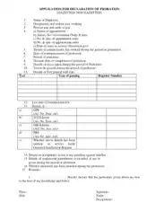Probation Declaration Application Form Template
