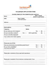 Volunteer Mentor Application Form Template