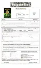 Army Job Application Form Template