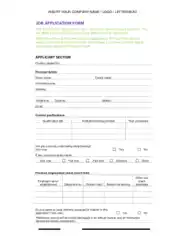 Free Download PDF Books, Professional Job Application Form Template